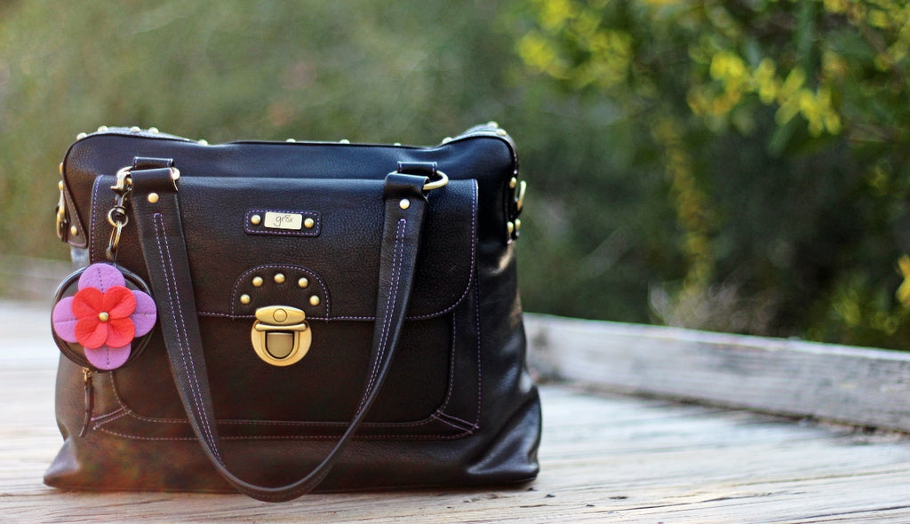 GR8X Cindy Double Zip Baby Nappy Satchel Bag - Black