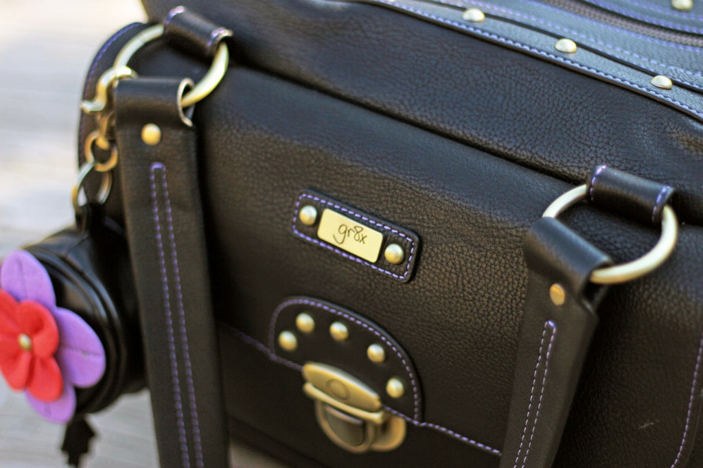 GR8X Cindy Double Zip Baby Nappy Satchel Bag - Black