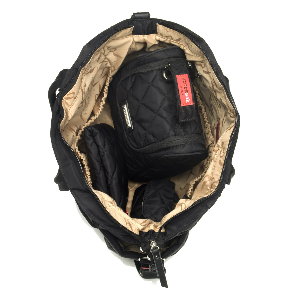 Storksak Bobby Baby Nappy Bag - Black Quilted Nylon