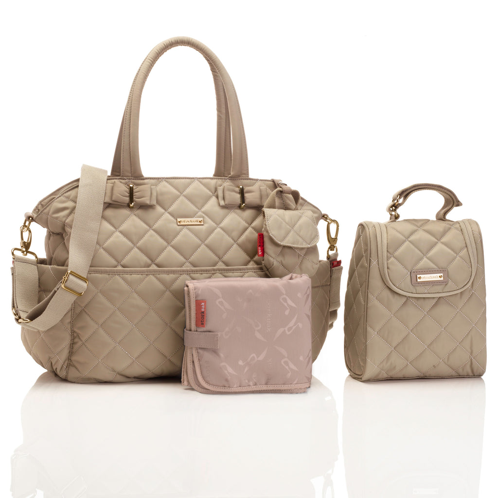 Storksak Bobby Baby Nappy Bag - Cappuccino Quilted Nylon Beige