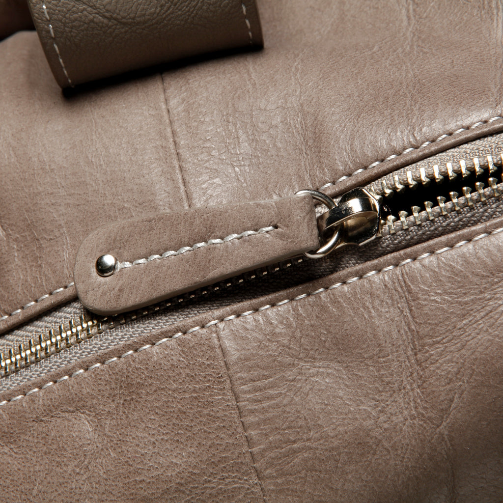 Storksak Sofia Leather Baby Nappy Bag - Taupe Grey