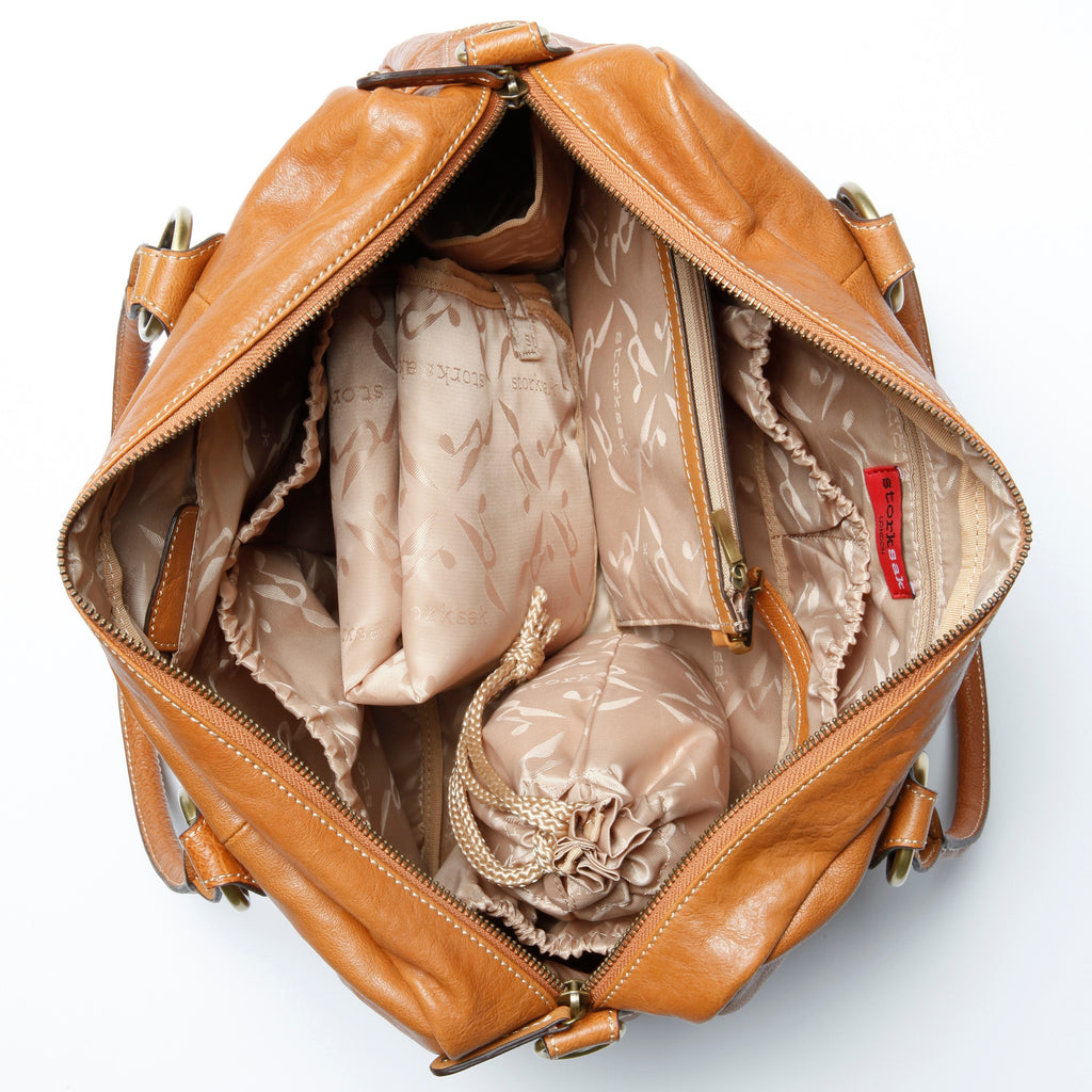 Storksak Elizabeth Leather Baby Nappy Bag - Tan