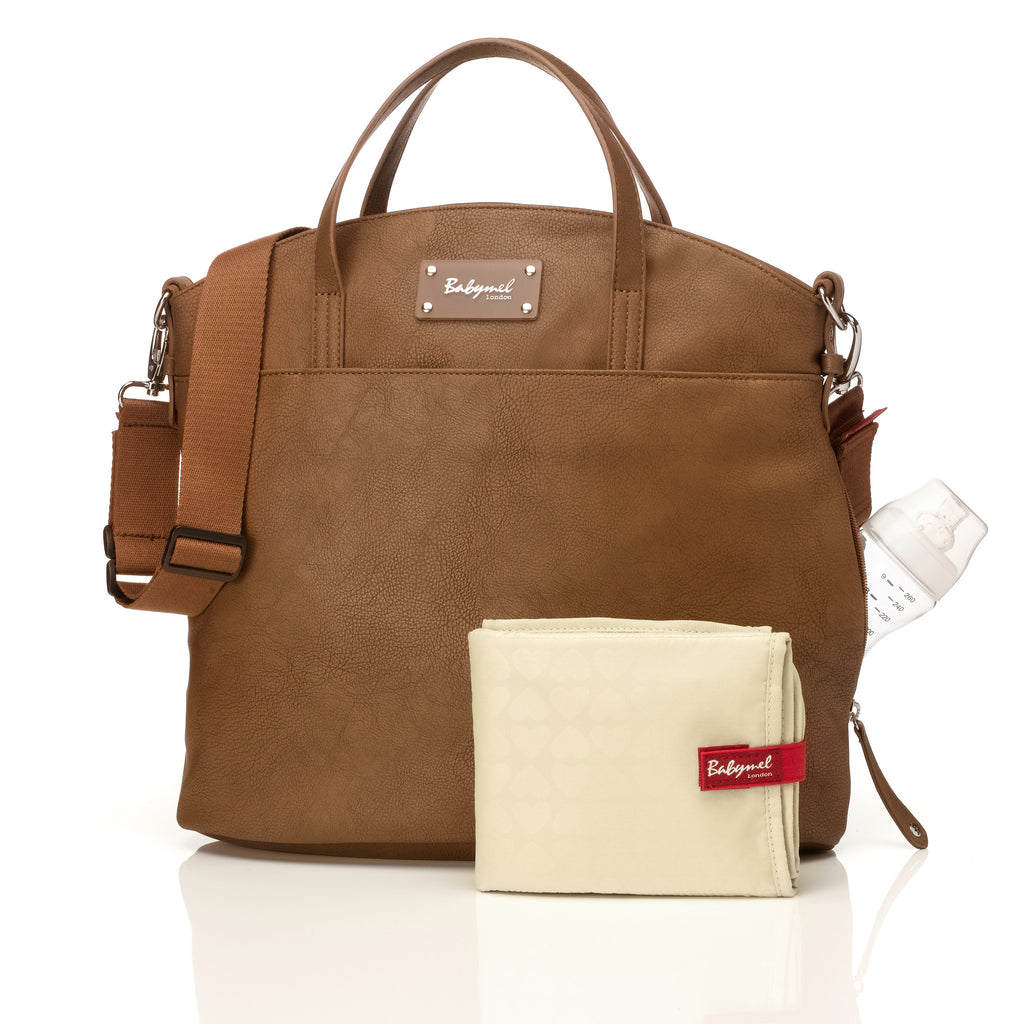 Babymel Grace Baby Nappy Bag - PU Leather Tan