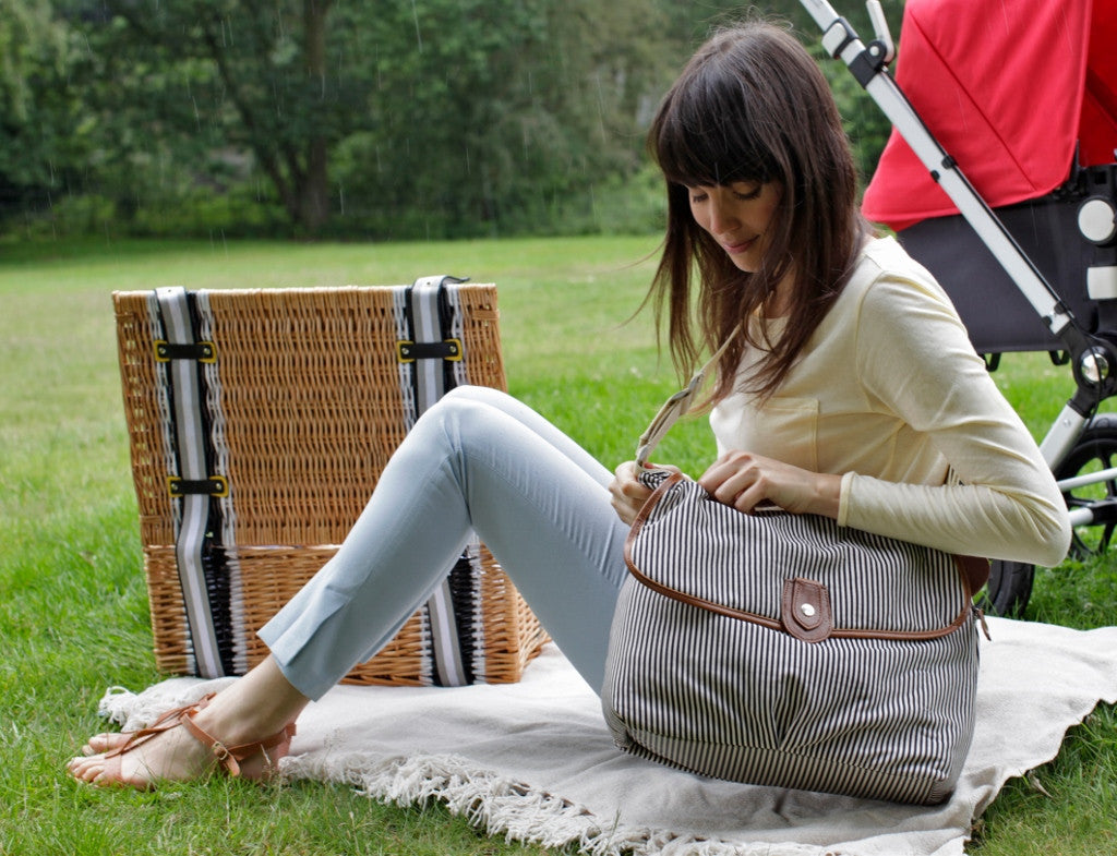 Babymel Baby Nappy Satchel Bag - Stripe Navy