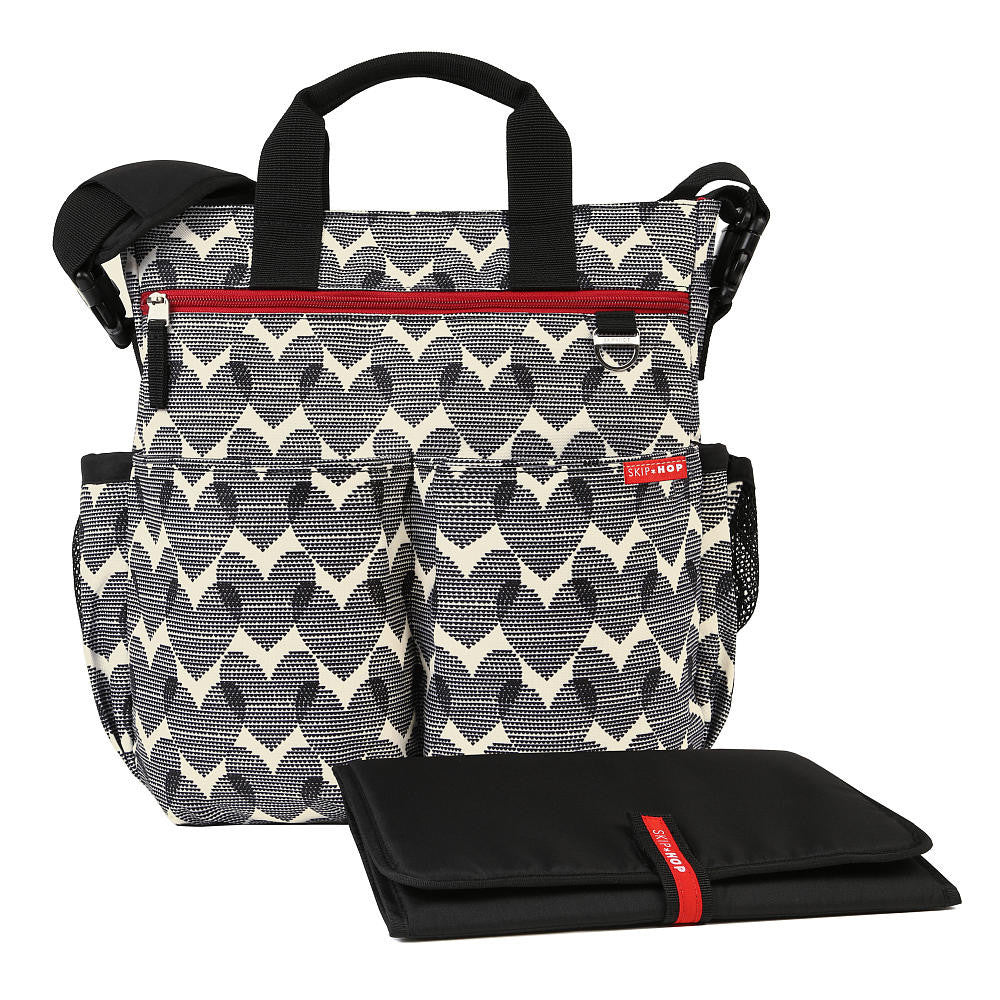 Skip Hop Duo Signature Baby Nappy Bag - Heart Design Black