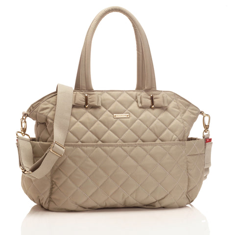 Storksak Bobby Baby Nappy Bag - Cappuccino Quilted Nylon Beige