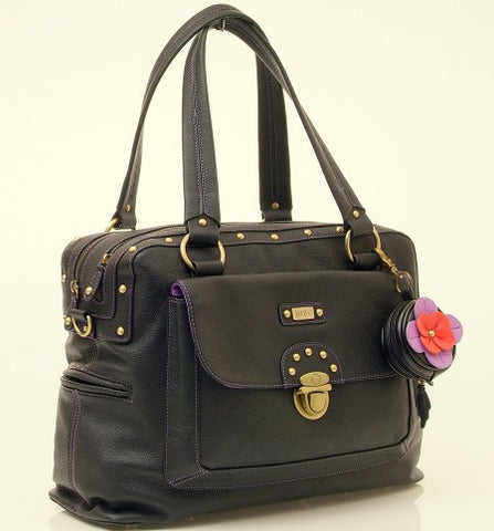 GR8X Cindy Double Zip Baby Nappy Satchel Bag - Black
