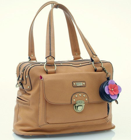 GR8X Cindy Double Zip Baby Nappy Satchel Bag - Tan