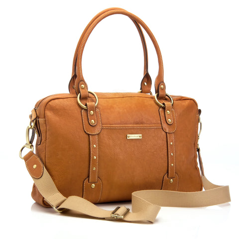 Storksak Elizabeth Leather Baby Nappy Bag - Tan