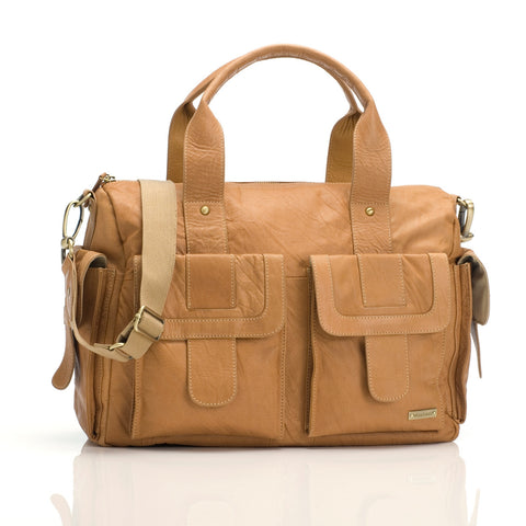 Storksak Sofia Leather Baby Nappy Bag - Tan